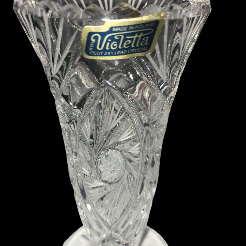 Violetta 6”Lead Crystal Vase From Poland star pattern
